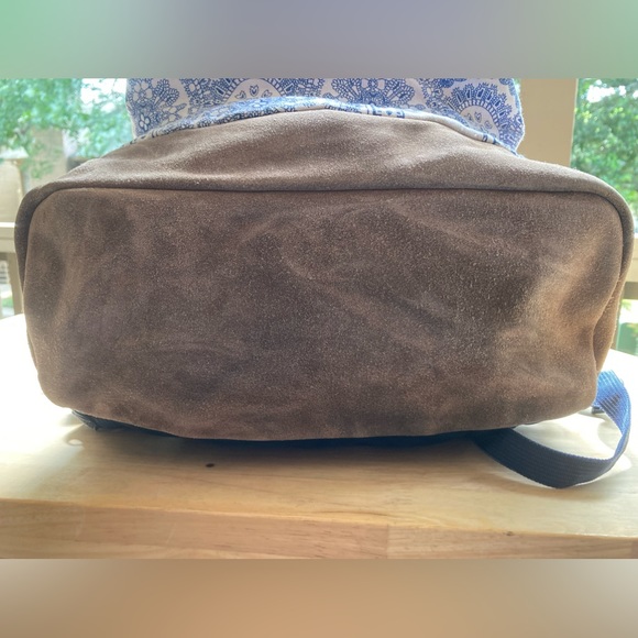 Vintage JANSPORT white blue swedish lace print canvas suede bottom EUC - Picture 9 of 15